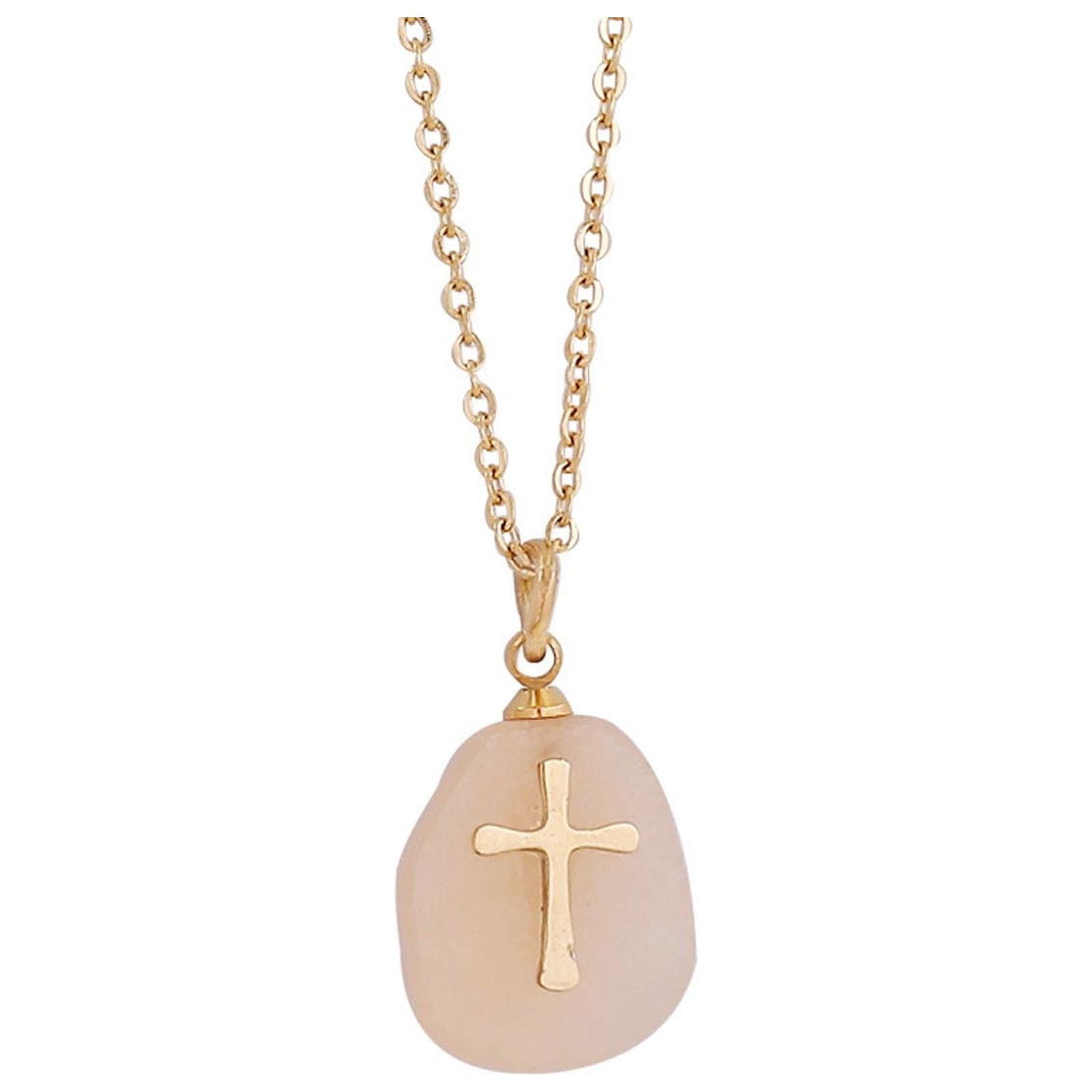 VerPetridure Stainless Steel Natural Stone Cross Necklace Female Clavicle Chain women s natural stone cross necklace Walmart Business Supplies