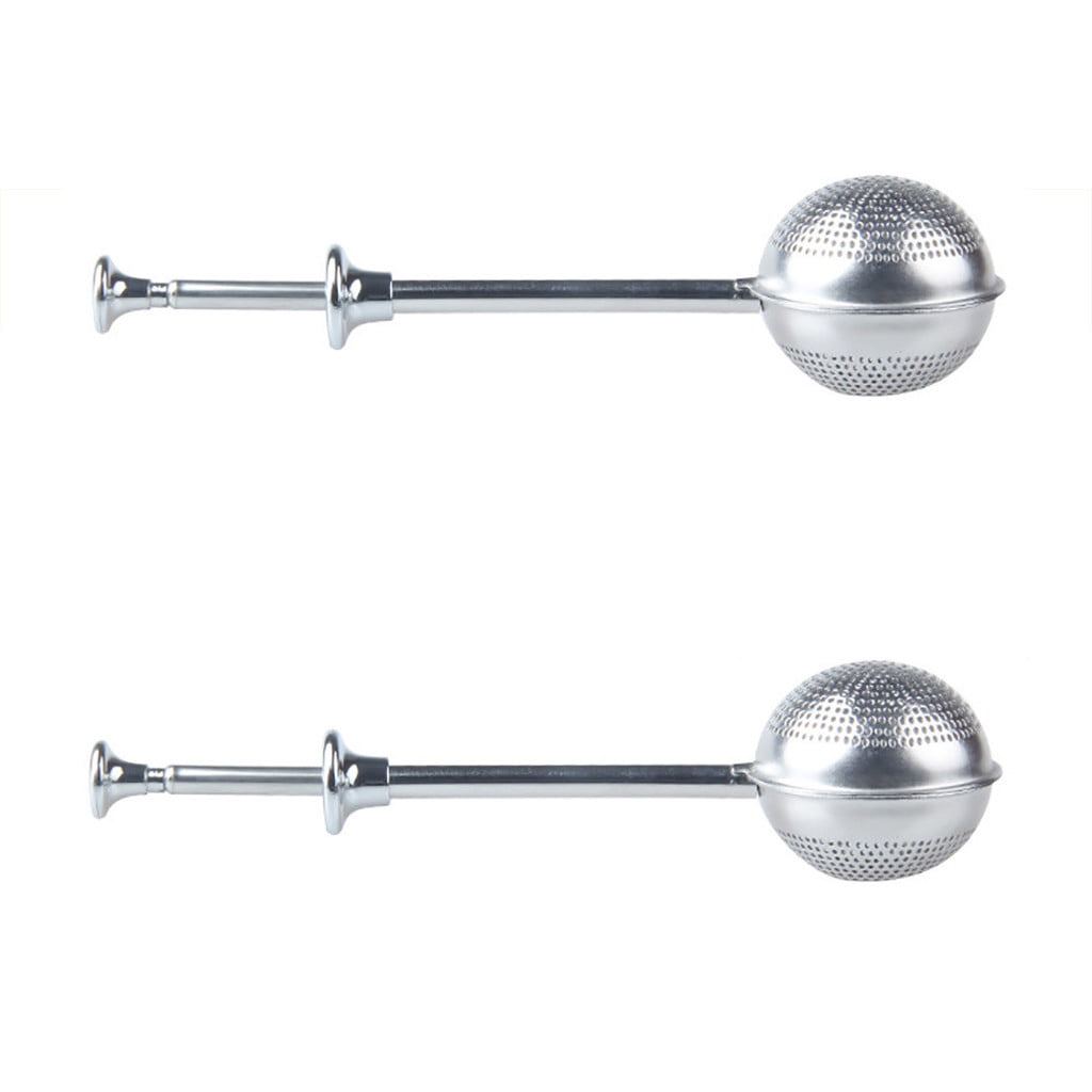 VerPetridure Stainless Steel Telescopic Tea Ball Tea Ball Tea Strainer Ball Tea Leak Press Tea Strainer 2 Packs