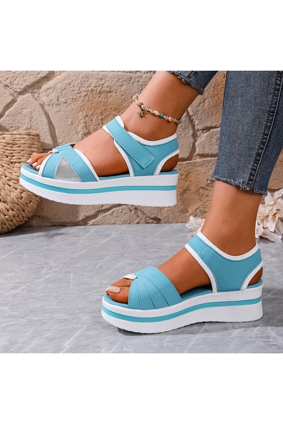 Summer Women Sandals Open Toe Fashion New Soft Elegant Womens Sandals Wedge Footwear Female Women's Orthopedic Sandal, Sky Blue Size 6