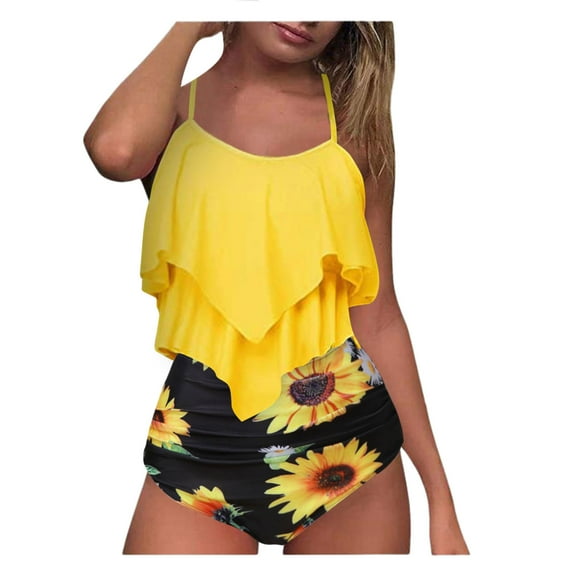 VerPetridure Tankini Swimsuits for Women Plus Size Women's Fashion Bikini Set Swimsuit Two Piece Filled Swimwear Has A Chest Pad No Steel Support Beachwear