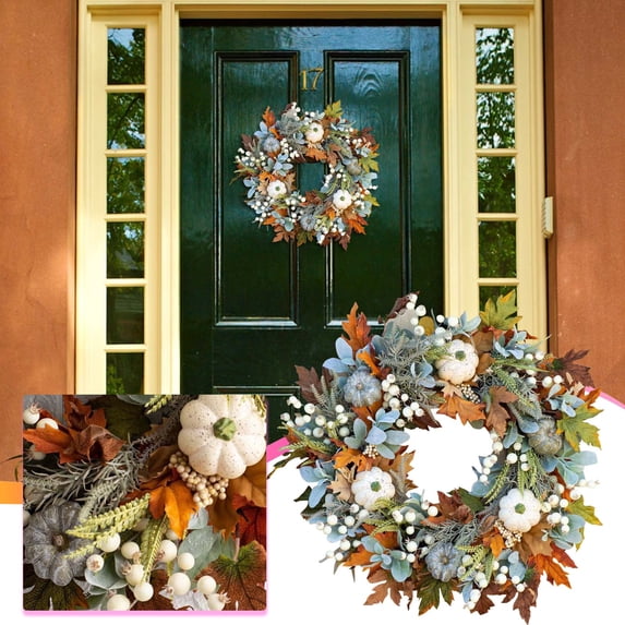 Utoimkio Thanksgiving Wreath for Front Door Fall Wreath Fall Decorative Wreath for Thanksgiving Decorations Indoor Outdoor Farmhouse Party Supplies