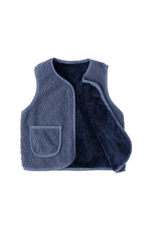 Toddler Baby Boy Girl Fleece Vest Little Kids Sleeveless Button Down Cardigan Jacket Outerwear Infant Casual Loose Waistcoat for Kids Size 6M-6T