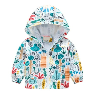 VerPetridure Toddler Baby Boys Girls Hooded Jackets Spring Fall Floral Print Coat Lightweight Windproof Outwear Windbreaker Kids Zipper Up Hooded Jackets