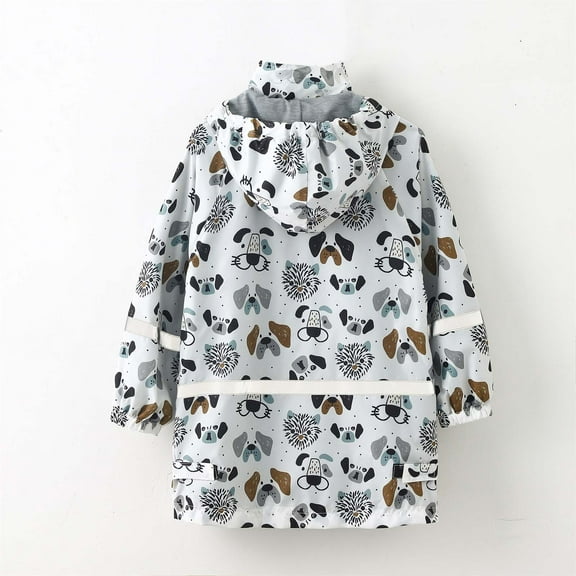 VerPetridure Toddler Baby Boys Girls Zipper Up Waterproof Rain Jacket Hooded Trench Coat Kids Lightweight Cartoon Print Long Sleeve Casual Outwear Raincoat Windbreaker Hoodies for Kids 3-11 Years