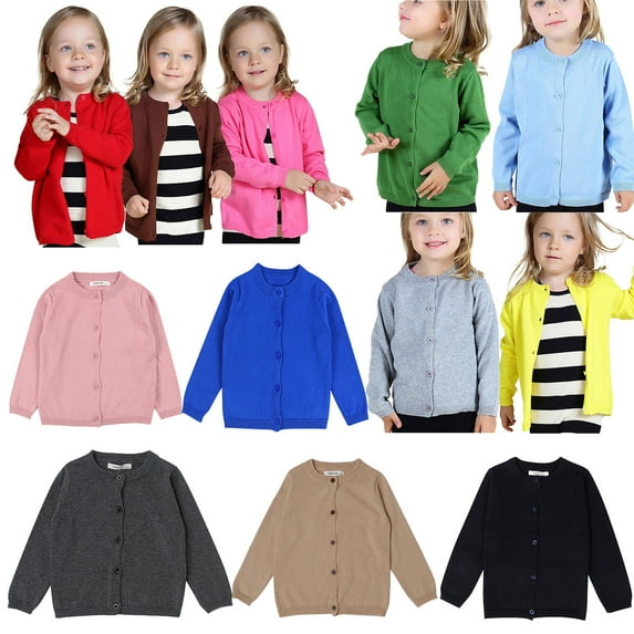 VerPetridure Toddler Baby Girl Boy Cotton Knit Cardigan Sweaters for Babies Solid Long Sleeve Crewneck Button Down Warm Baby Sweaters Winter Outwear Clothes Outfits
