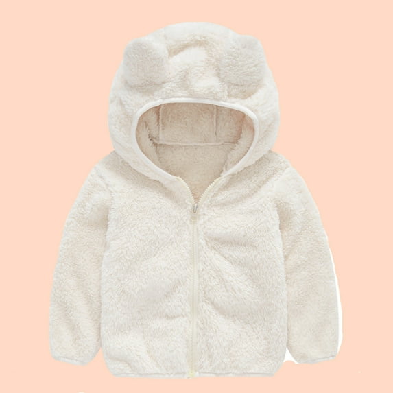 VerPetridure Toddler Baby Girl Boy Fleece Hooded Jacket Infant Cute Bear Ear Zipper Up Snowsuit Newborn Winter Thicken Warm Coat Outwear Winter Clothes Outfits