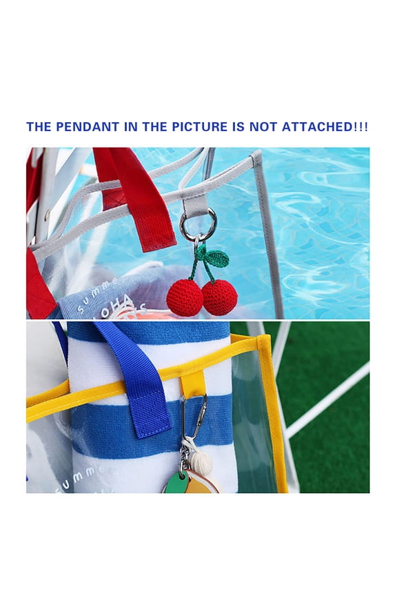 Transparent Fruit Freeze Tote Bag Multifunctional Large Capacity Beach Swimming Bag Blue Fresh Summer Transparent PVC Swimming Bag Fashion Outdoor Travel Beach Handbag
