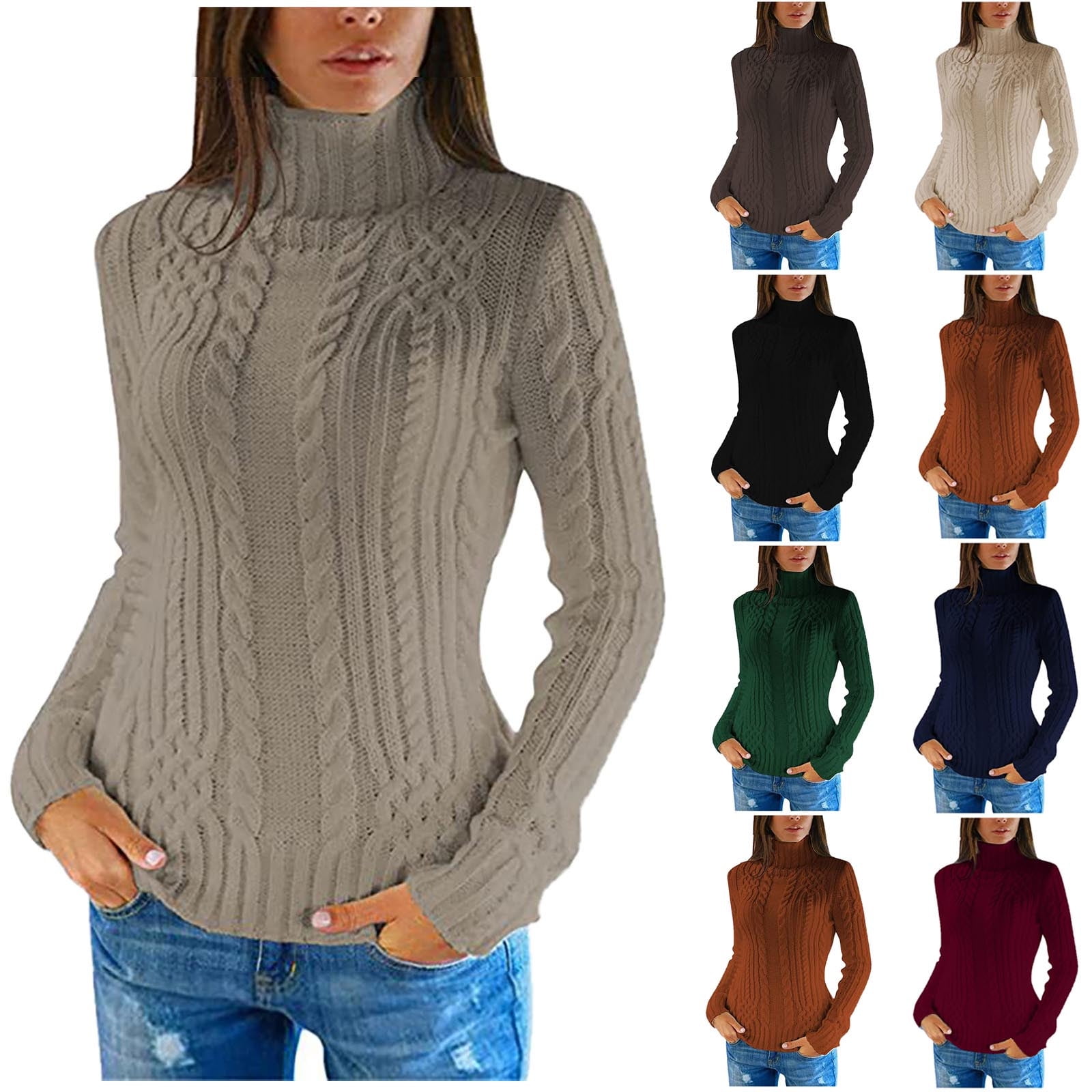VerPetridure Turtleneck Pullover Sweaters for Women Clearance Long ...