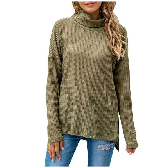 VerPetridure Turtleneck Pullover Sweaters for Women Clearance Loose Long Sleeve Solid Sweaters Winter Sweater Outwear Jumper Tops