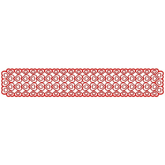 VerPetridure Valentine's Day Table Runner Decoration Red Heart Table Runner 35x183cmValentine's Day Table Flag Decoration Red Knitted Love Table Flag