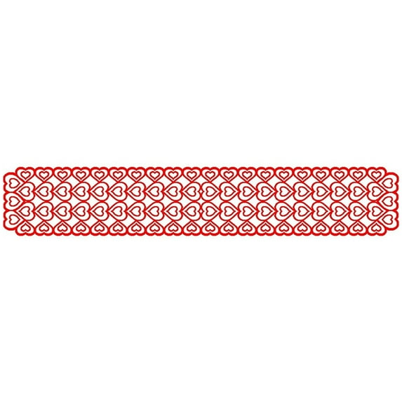 VerPetridure Valentine's Day Table Runner Decoration Red Heart Table Runner 35x183cmValentine's Day Table Flag Decoration Red Knitted Love Table Flag
