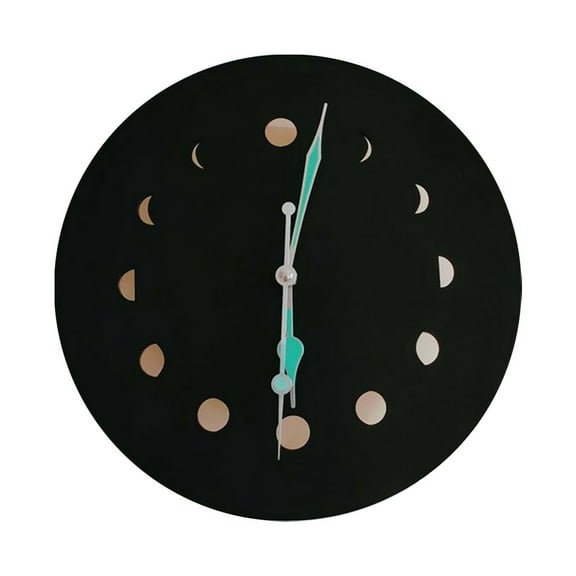 VerPetridure Wall Clock Luminous Wall Clock Wooden Moon Wall Clock Cycle Home Clock