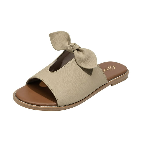 VerPetridure Wedge Sandals for Women New Bow Flat Shoes Women's Slippers Wear Casual One-line Women's Sandals