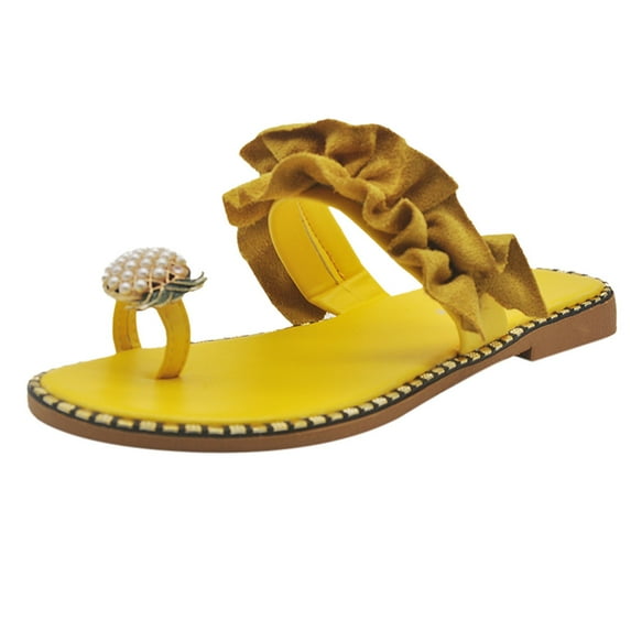 VerPetridure Wedge Sandals for Women Women Girls Pearl Flat Bohemian Style Casual Sandals Slippers Beach Shoes
