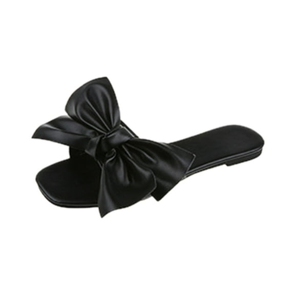 VerPetridure Wedge Sandals for Women Women's Summer Leisure Bowknot Slippers Single Shoes Flat Solid Color Sandals