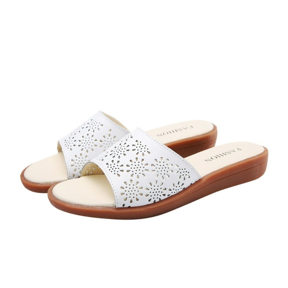 VerPetridure White Sandals Women Women's Hollow Out Slippers Casual Home Sandals Slotted Comfort Flat Bottom Mules
