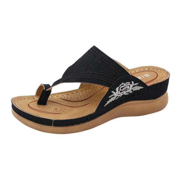 VerPetridure White Sandals Women Women's New Embroidered Sandals With Flat Bottom And Thick Toe