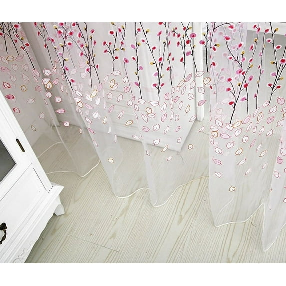 VerPetridure Wintersweet Curtain Tulle Window Treatment Voile Drape Valance 1Panel Fabric