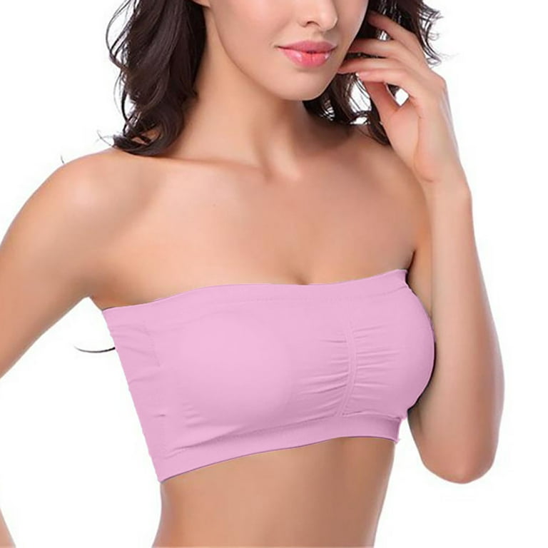 VerPetridure Wirefree Strapless Bras for Women Backless Comfort Breathable  Lace Bandeau Bra Seamless Wirefree Padded Tube Top Bralette