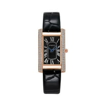 VerPetridure Women Crystal Golden Leather Analog Quartz Wrist Watch ladies watch black