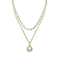 thumbnail image 1 of VerPetridure Women Double Pearl Choker Clavicle Chain Necklace Pendant Charm Jewelry Gifts, 1 of 2