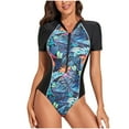 thumbnail image 1 of VerPetridure Women Rash Guard Short Sleeve One Piece Swimsuits Zipper Bathing Suits UV UPF 50+ Swimwear Summer Rashguards Bathing Suit Beach Outfit, 1 of 8