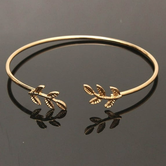 VerPetridure Women Stylish Leaves Cuff Women Bracelet Delicate Leaf Open Bangle Bracelet GD