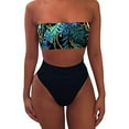thumbnail image 1 of VerPetridure Women's 2 Pieces Swimsuits Bandeau Bikini Set Off Shoulder High Waist Bathing Suit High Cut Swimwear, 1 of 7