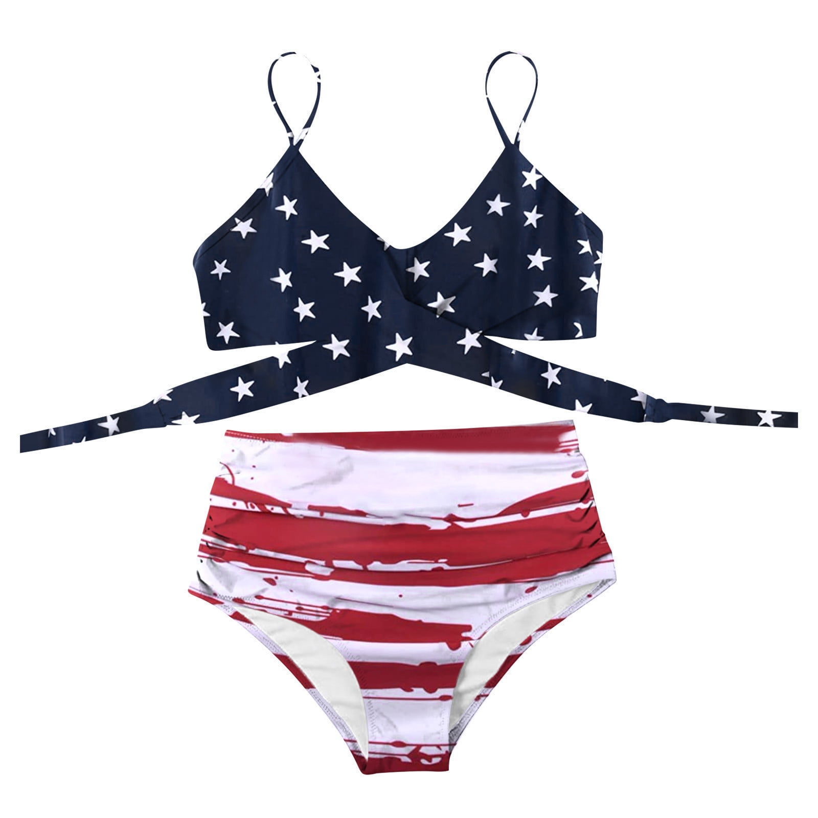 【無料配送】 ★ THEAIRTOWN ★ chrome usa flag bikini_2 color VerPetridure Women's American Flag Bikini Sets 4th of July