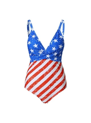 Betiyuaoe One Piece Swimsuit for Women American flag Crisscross