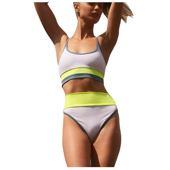 Utoimkio Women's Bandeau Bikini Sets Two Piece Swimsuit High Waisted Push Up Tummy Control Bathing Suit for Women