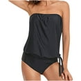 thumbnail image 1 of VerPetridure Women's Bandeau Blouson Tankini Top High Waisted Moderate Bottom Two Piece Swimsuits Loose Crew Neck Bathing Suits(Including Shorts), 1 of 5