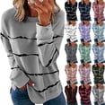 thumbnail image 1 of VerPetridure Women's Casual Long Sleeve Crewneck Sweatshirts Lightweight Pullover Sweatshirts Striped Print Fall Sweatshirts for Women Loose Fit Pullover Tops Fall Casual Clothes, 1 of 6