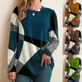 thumbnail image 1 of VerPetridure Women's Casual Long Sleeve Crewneck Sweatshirts Lightweight Pullover Sweatshirts Color Block Fall Sweatshirts for Women Loose Fit Pullover Tops Fall Casual Clothes, 1 of 9