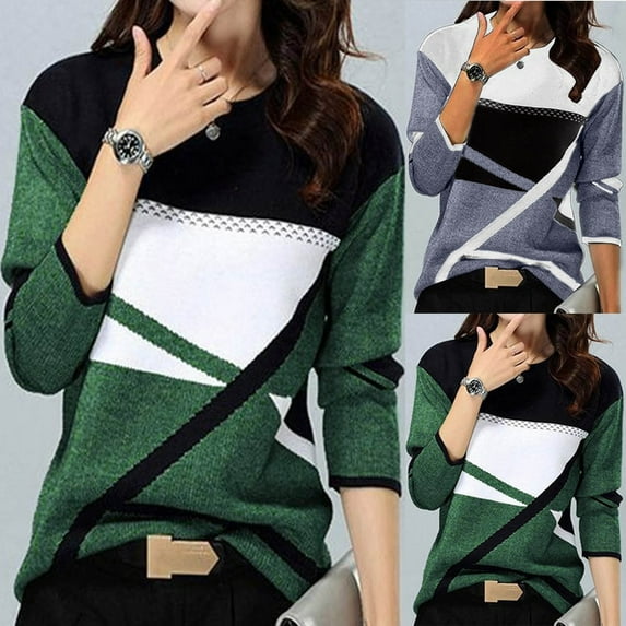 VerPetridure Women's Casual Long Sleeve Crewneck Sweatshirts Lightweight Pullover Sweatshirts Color Block Fall Sweatshirts for Women Relaxed Fit Pullover Tops Fall Casual Clothes