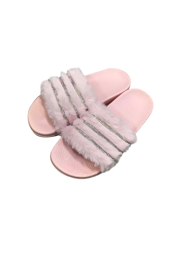 Women's Heeled Sandals Women's Summer Suede Home Shoes Indoor And Outdoor Flash Drilling Slippers