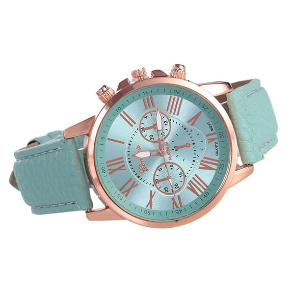 VerPetridure Women's Leather Strap Stainless Steel Quartz Watch Pointer Watch