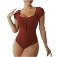 thumbnail image 1 of VerPetridure Women's One Piece Swimsuits V-Neck Tummy Control Bathing Suit for Women Summer Solid Short Sleeve Swimwear, 1 of 7