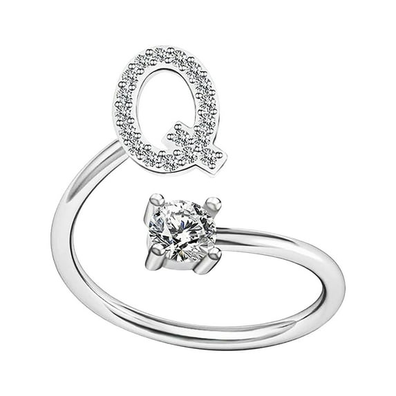 VerPetridure Women's Opening Ring Couple Ring Opening Letter Ring Jewelry Fashion Alphabet Rings Couple Friends Rings Open Adjustable Rings