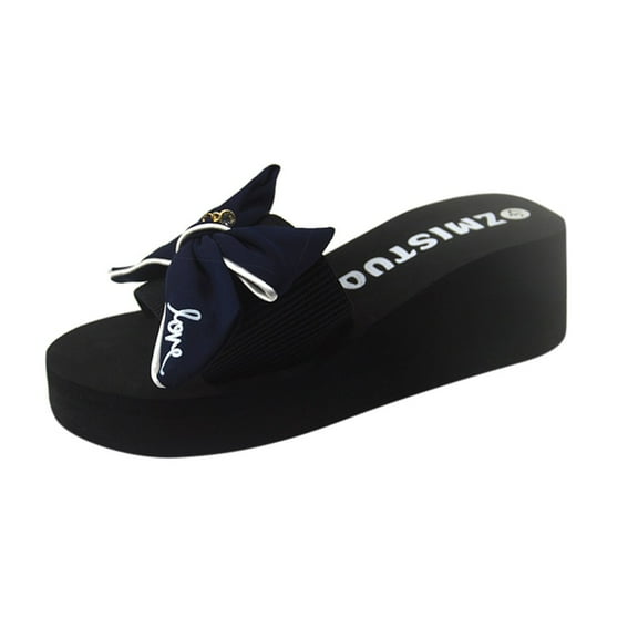 VerPetridure Women's Platform & Wedge Sandals Women Girls Bow Wedge Heel Non-slip Thick Heel Casual Slippers
