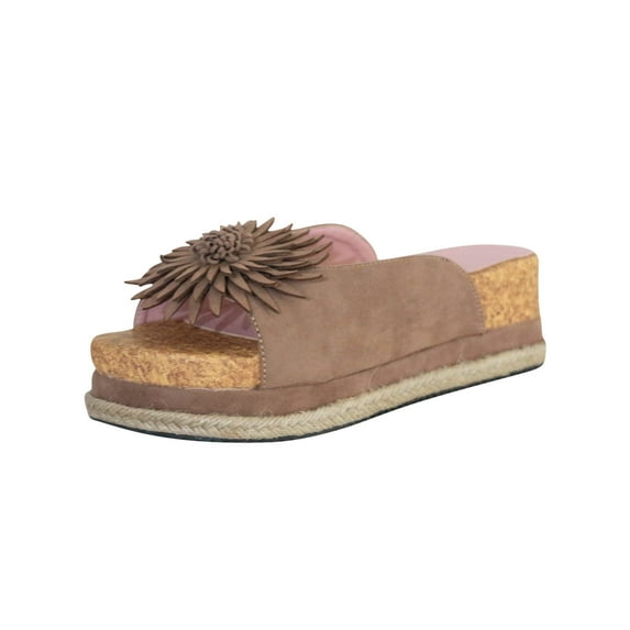 VerPetridure Women's Platform & Wedge Sandals Women's Leisure Holiday Comfortable Velvet Flowers Thick Bottom Flat With Sandals