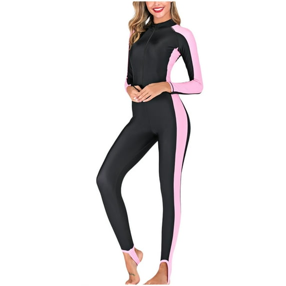 VerPetridure Womens Rashguard Long Sleeve Swimsuit Zip Front Two Piece Bathing Suits for Women Summer Sun Protection Swim Suit UPF 50+