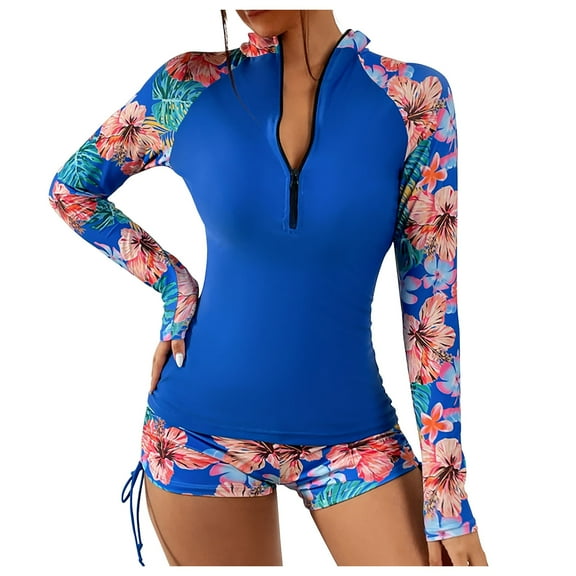 VerPetridure Women's Rashguard Swimsuit Zip Front Long Sleeve One Piece Bathing Suit for Women Summer Sun Protection Swim Shirt UPF 50 