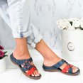 thumbnail image 1 of VerPetridure Women's Sandals Casual Slippers Women's Flower Wedge Heel Flat Color Matching Stitched Slippers, 1 of 3