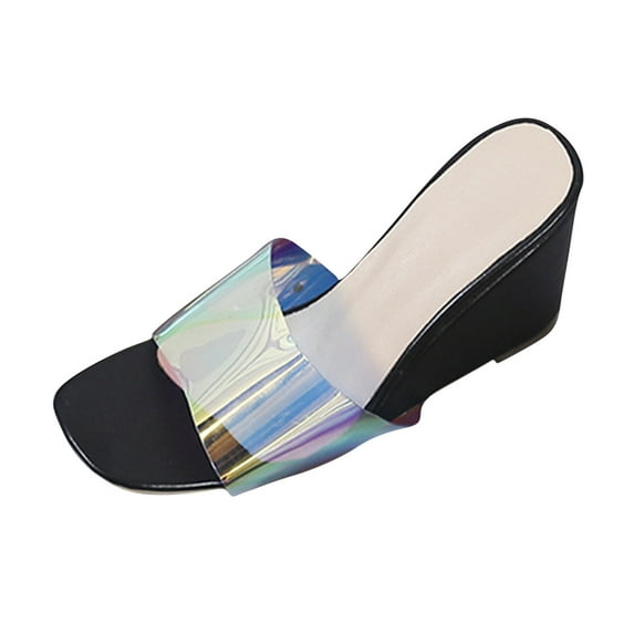 VerPetridure Women's Sandals Casual Summer Women's Casual Wedge Heel Mirror Outer Wear Open Toe High Heel Sandals