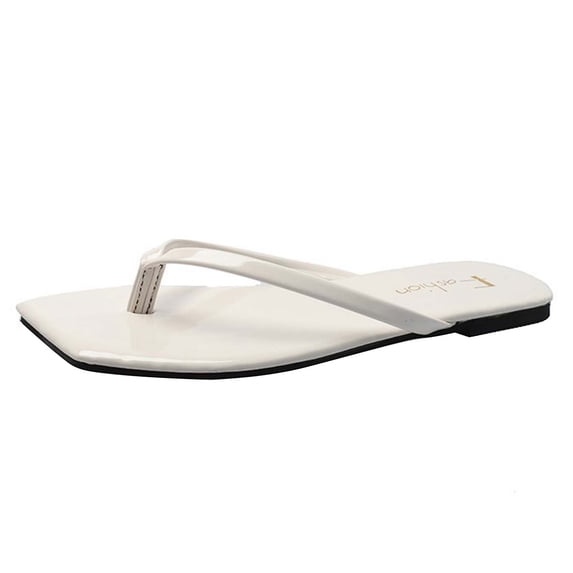 VerPetridure Women's Sandals Casual Summer Womens Summer Fashion Solid Color Slippers Square Head Flat Multicolour Casual Flip Flops Slippers