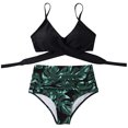 thumbnail image 1 of VerPetridure Women's Sexy Halter Bikini Sets High Waisted Swimsuit Two Piece Bathing Suits,Women Summer Floral Print V Neck Swimwear Summer Beach Essentials, 1 of 5