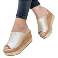 thumbnail image 1 of VerPetridure Women's Solid Color Slipper Platform Sandal Wedge Thick Bottom Sandals, 1 of 4