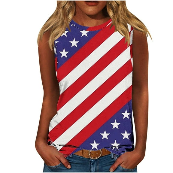 VerPetridure Womens American Flag Tank Tops Patriotic Shirts for Women 4th of July Tanks Top Loose Fit Summer Ring Tees Top