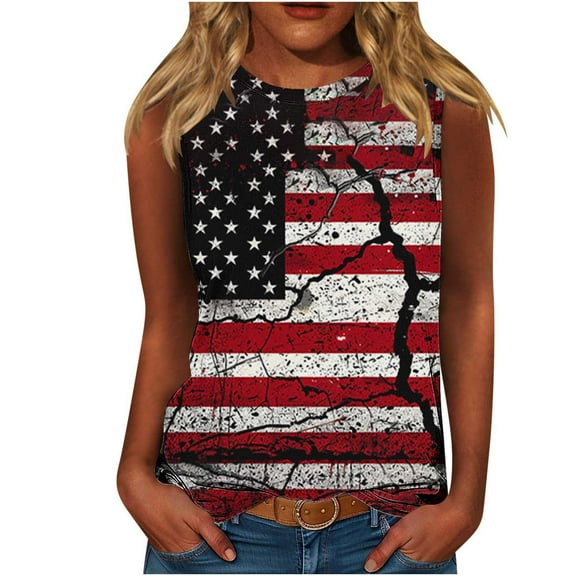 VerPetridure Womens American Flag Tank Tops Patriotic Shirts for Women 4th of July Tanks Top Loose Fit Summer Ring Tees Top